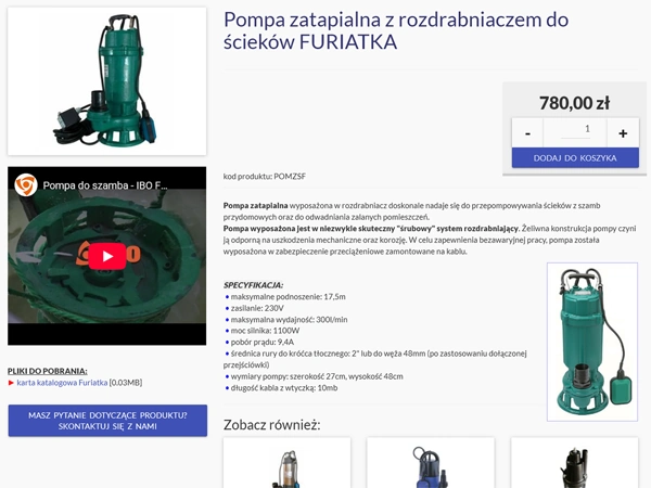 Pompa zatapialna do ścieków z rozdrabniaczem Furiatka