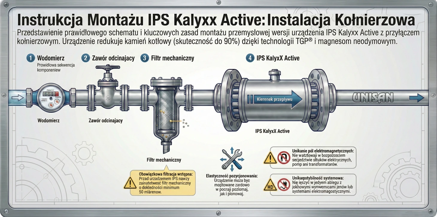 Przykład montażu uzdatniacza wody KalyxX Industry w instalacji przemysłowej